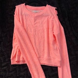 Fleece cut-shoulder long sleeve shirt